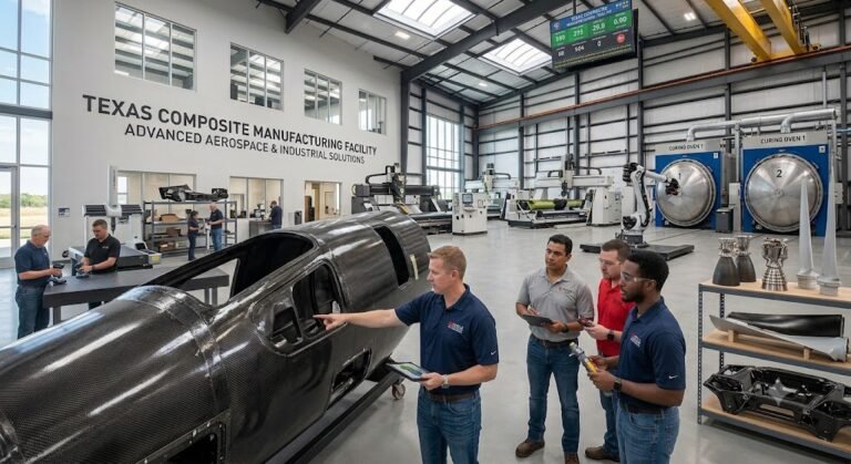 Engineers working at Composite Technology Inc Texas manufacturing advanced composite materials.