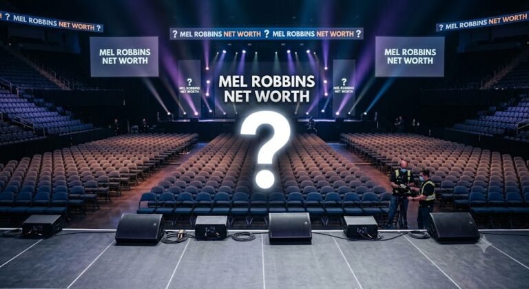 Mel Robbins speaking during a motivational seminar about personal growth and success.