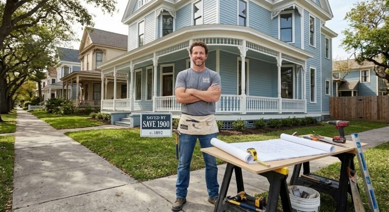 Michael Cordray renovating a historic home during a home restoration project.