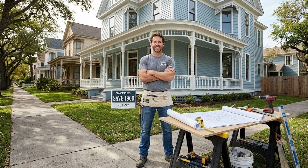 Michael Cordray renovating a historic home during a home restoration project.