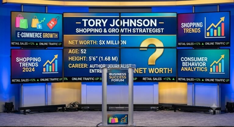 Tory Johnson at a television event highlighting her business career and media success